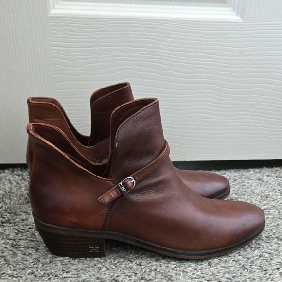 Sam Edelman Shoes - Sam Edelman Brown Leather Slip On Ankle Boots Size 7.5